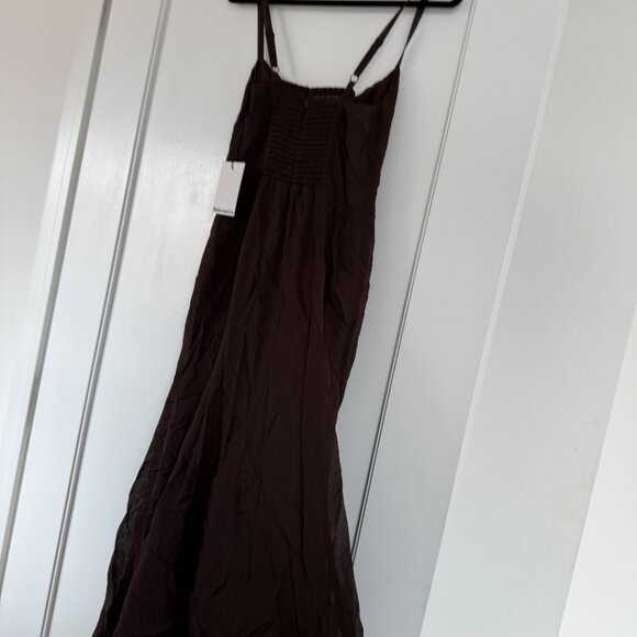 NWT Reformation Eridania Maxi Dress In Mole Brown Sz 4 Thigh High Side Slit - Picture 9 of 10